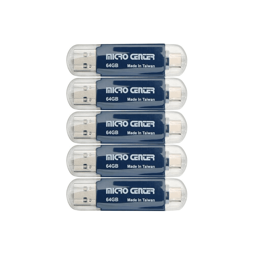 Micro Center 64GB USB-A/USB-C Flash Drives 5-Pack $92.99