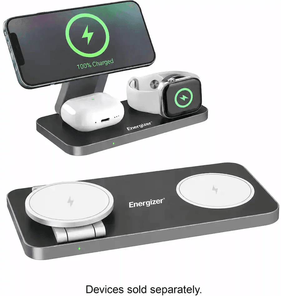 Energizer 3-in-1 15W Qi2 Charging Stand - Black