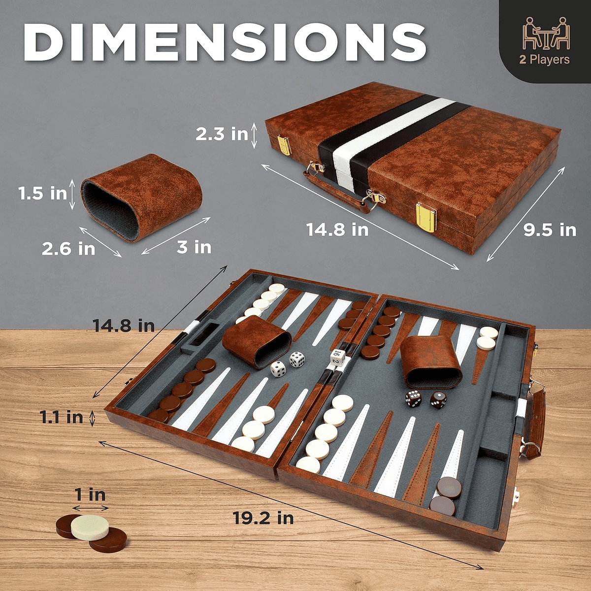 Queensell 15-Inch Premium Backgammon Set image 4