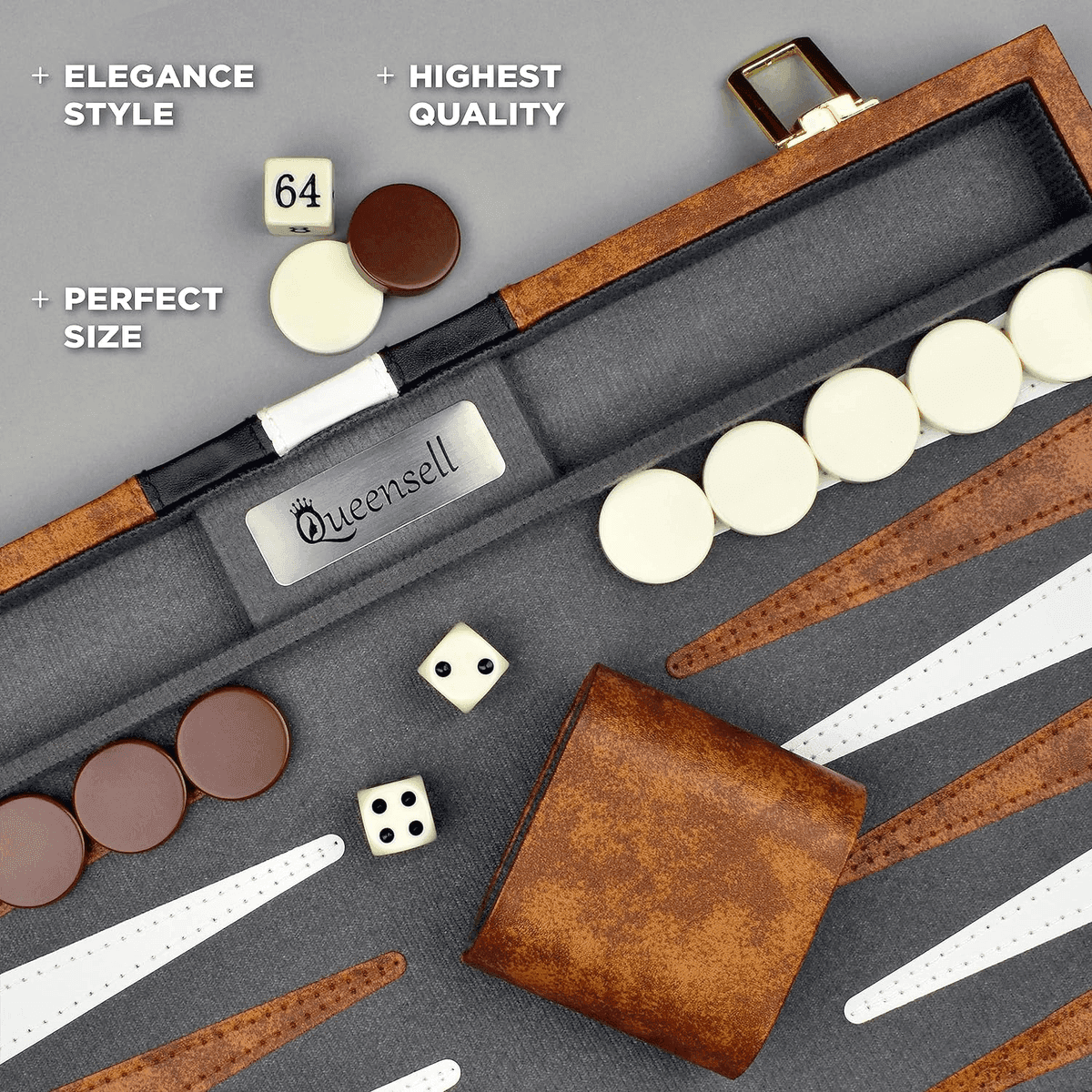 Queensell 15-Inch Premium Backgammon Set image 5