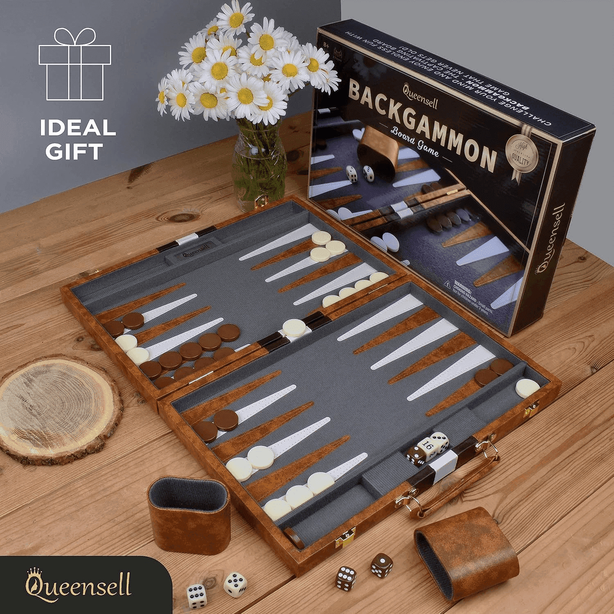 Queensell 15-Inch Premium Backgammon Set image 2