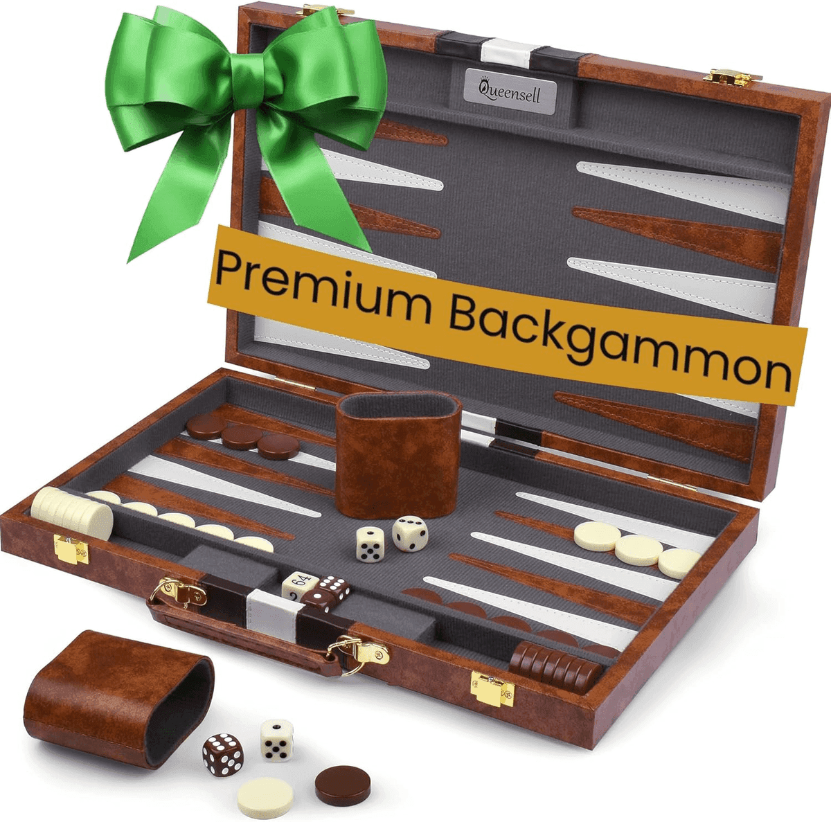 Queensell 15-Inch Premium Backgammon Set