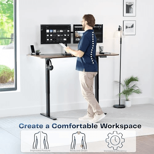 VIVO 63 x 32-inch Electric Standing Desk, Dark Walnut image 4