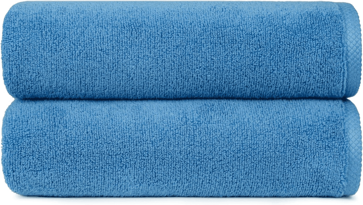 Amazon Basics 2-Piece Quick-Dry Oversize Bath Towels, Lake Blue