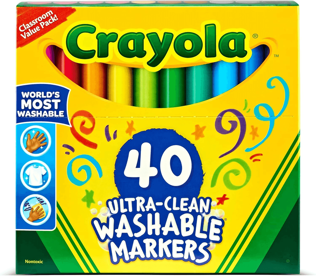 Crayola Ultra Clean Washable Broad Line Markers 40-Count