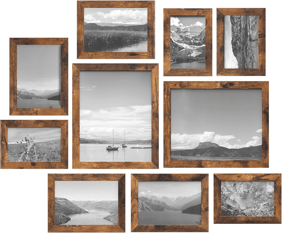 SONGMICS Rustic Brown Picture Frames - 10-Piece Set