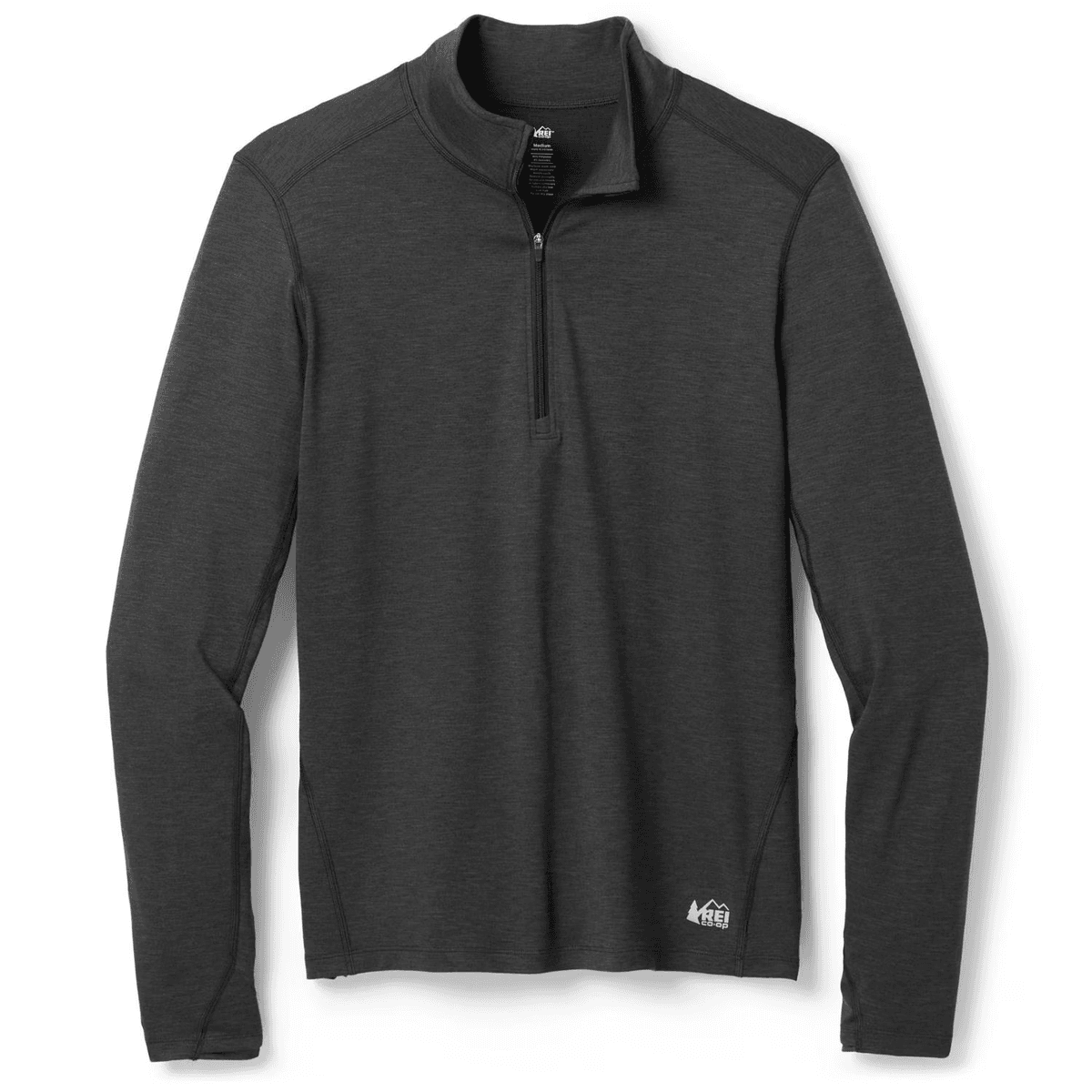 REI Co-op Men's Midweight Half-Zip Base Layer - Black Heather, M