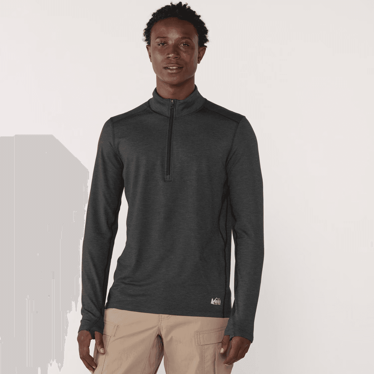 REI Co-op Men's Midweight Half-Zip Base Layer - Black Heather, M image 2