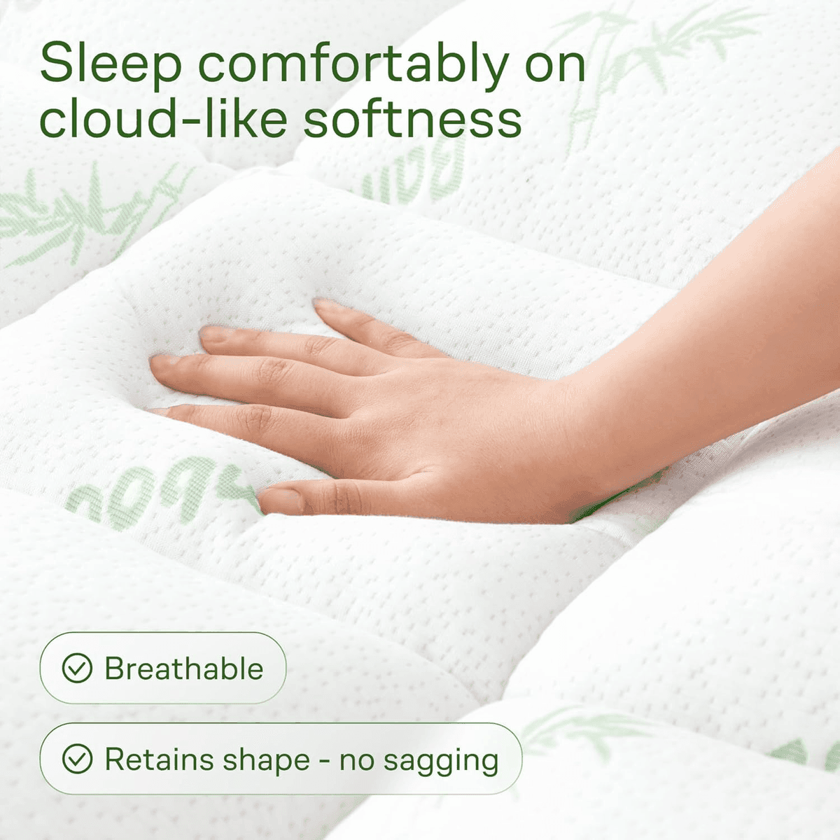 Niagara Sleep Solution Full Bamboo-Derived Mattress Topper - Green image 2