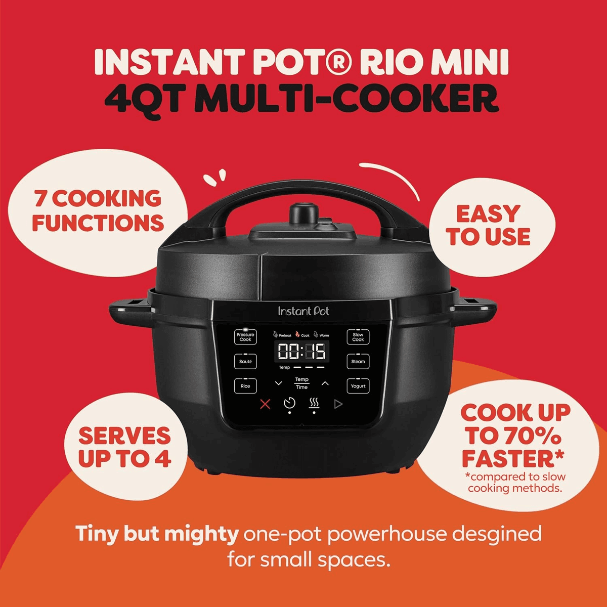 Instant Pot RIO Mini 4-Quart 7-in-1 Multi-Cooker - Black image 2