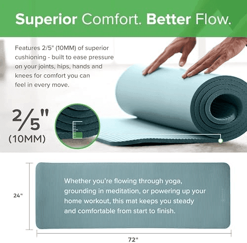 Gaiam 10 mm Thick Yoga Mat with Carrying Strap - Teal image 3
