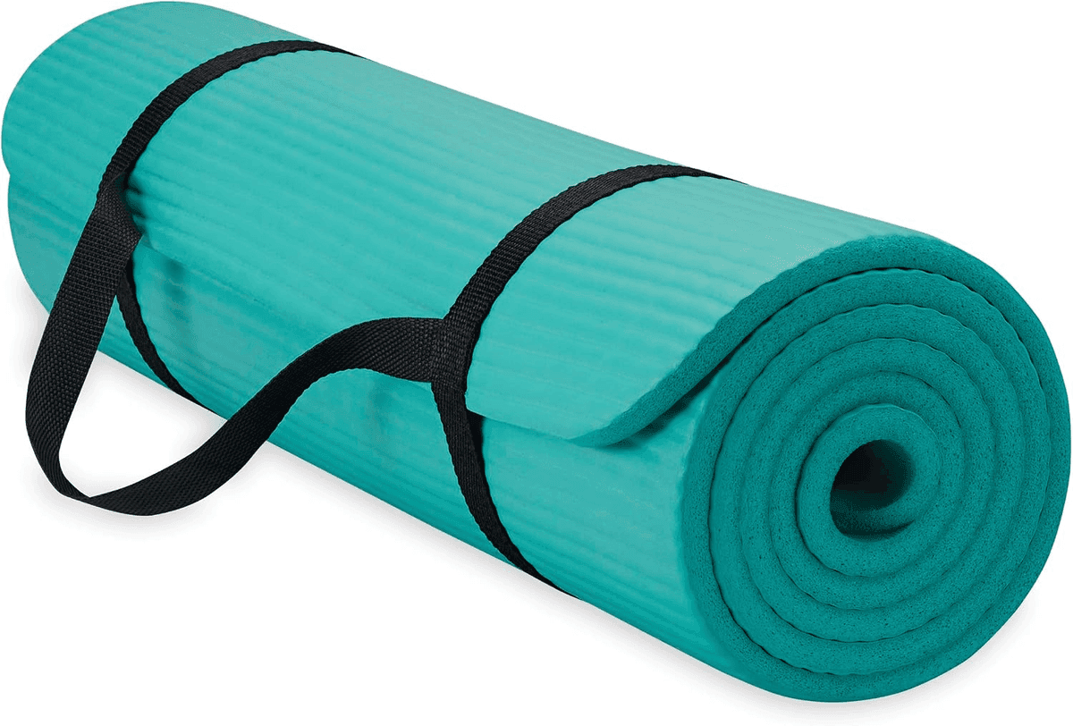 Gaiam 10 mm Thick Yoga Mat with Carrying Strap - Teal