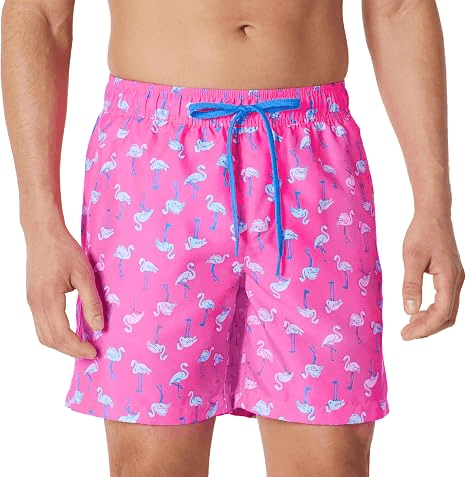 Amazon Essentials Men's 7-Inch Swim Trunks - Bright Pink Flamingo, Small