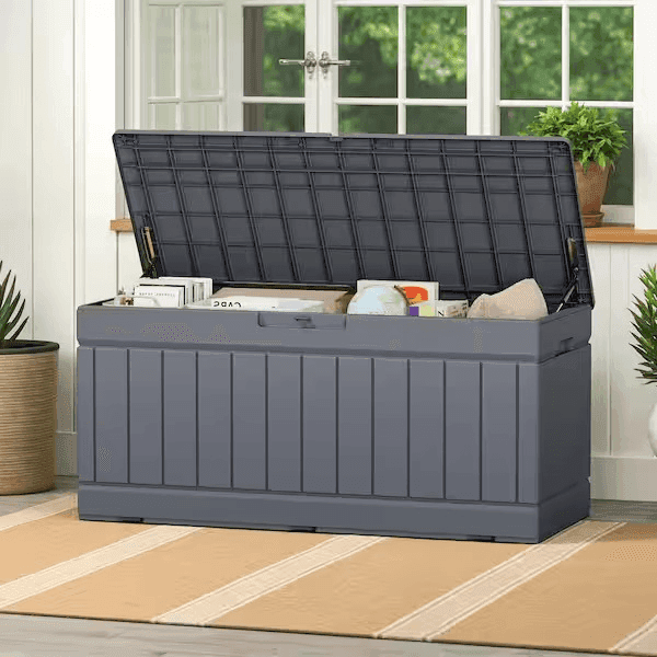 Patiowell 82-Gallon Lockable Outdoor Storage Deck Box, Gray image 2
