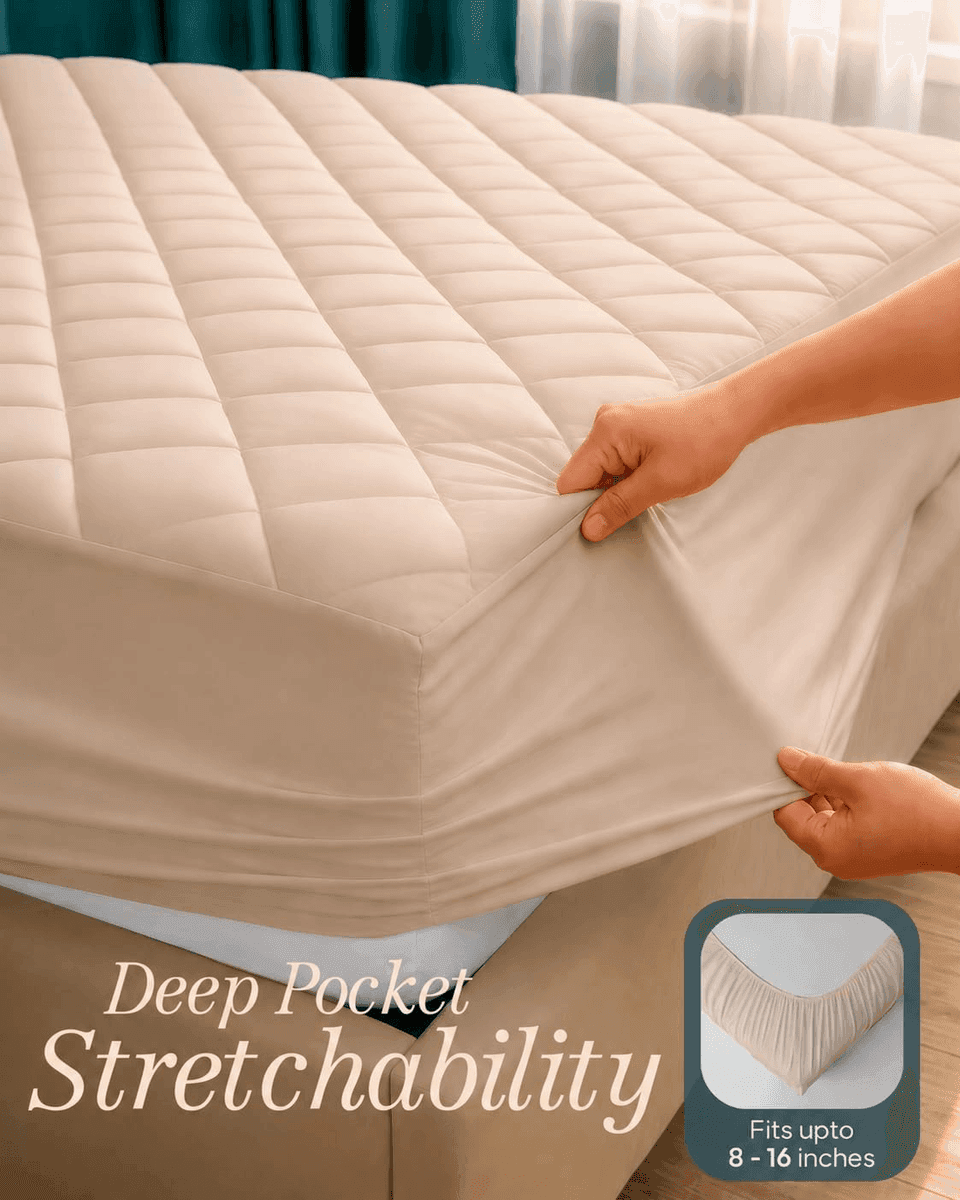 Utopia Bedding Quilted Twin Mattress Pad, Beige image 3