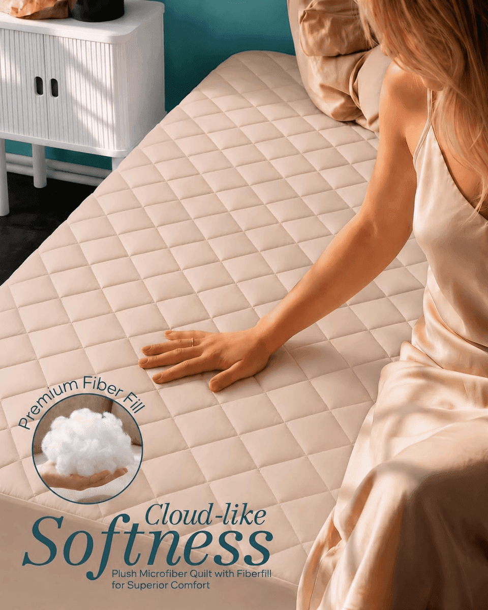 Utopia Bedding Quilted Twin Mattress Pad, Beige image 4