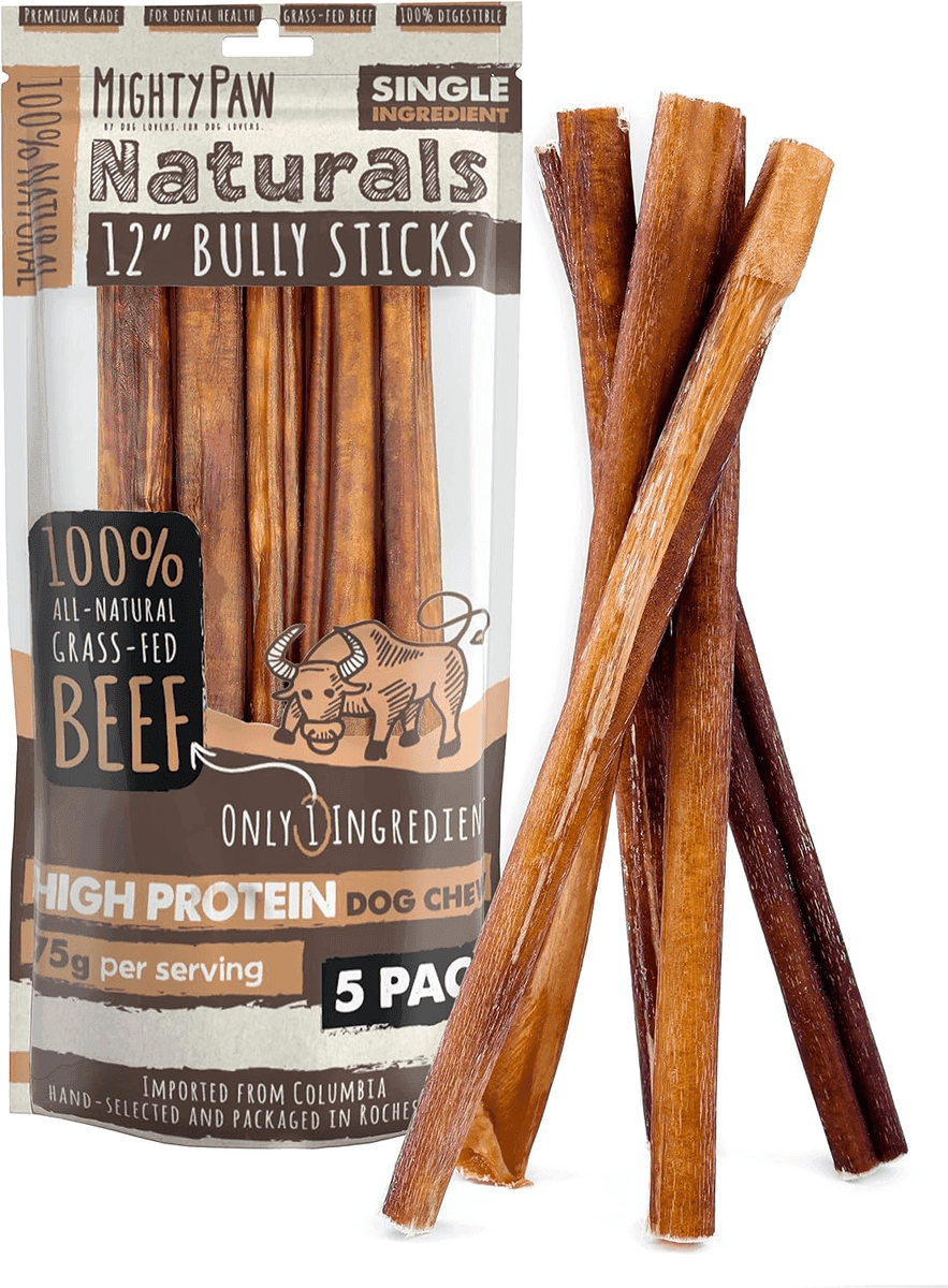 Mighty Paw 12-Inch Bully Sticks for Dogs, 5-Pack