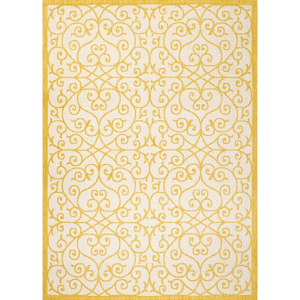 JONATHAN Y Madrid Cream/Yellow Indoor/Outdoor Area Rug - 7 ft. 9 in. x 10 ft.