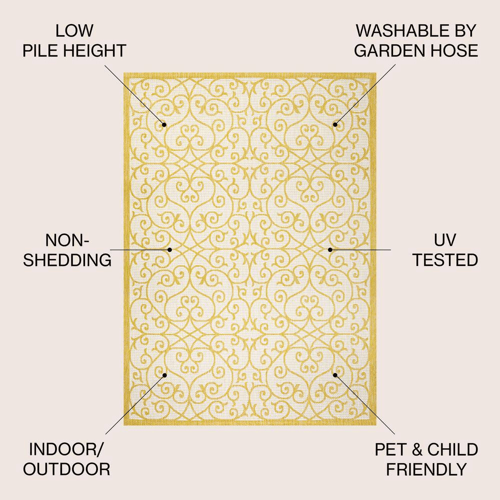 JONATHAN Y Madrid Cream/Yellow Indoor/Outdoor Area Rug - 7 ft. 9 in. x 10 ft. image 4