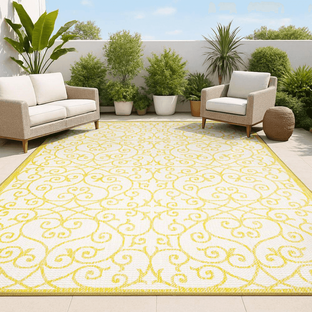 JONATHAN Y Madrid Cream/Yellow Indoor/Outdoor Area Rug - 7 ft. 9 in. x 10 ft. image 2
