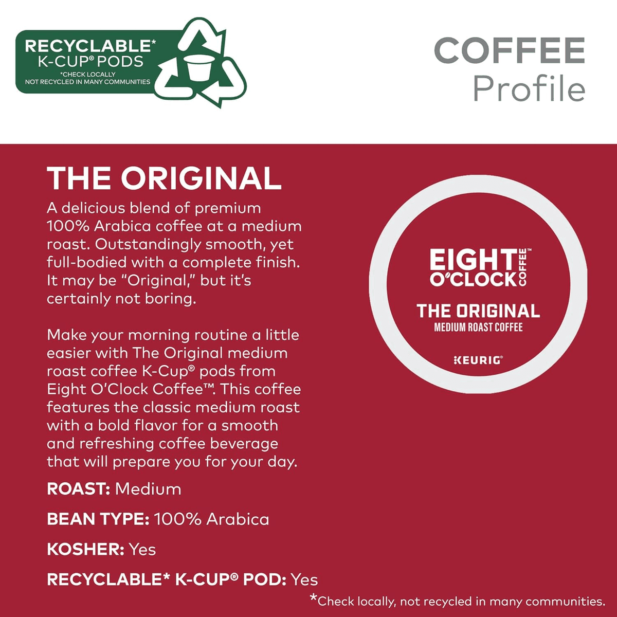 Eight O'Clock Coffee The Original Medium Roast K-Cup Pods - 96 Count image 3