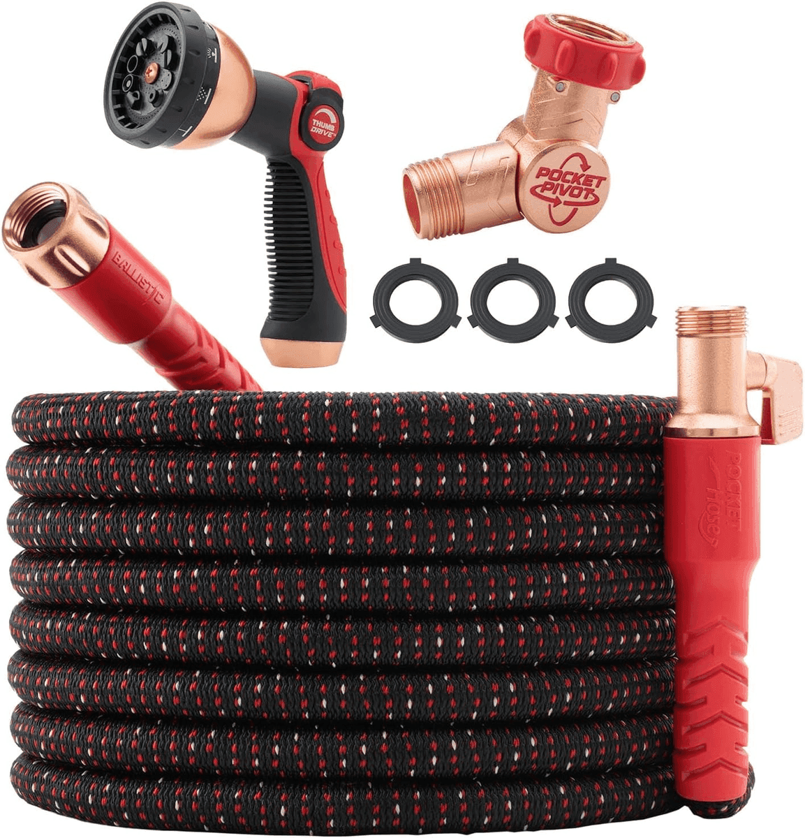 Pocket Hose 100-Foot Expandable Garden Hose with Swivel Connector