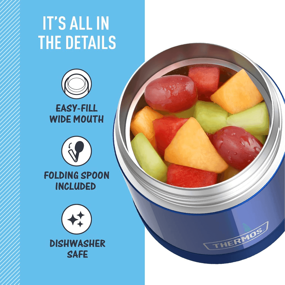 THERMOS FUNTAINER 10-Ounce Kids Food Jar with Spoon - Navy image 4