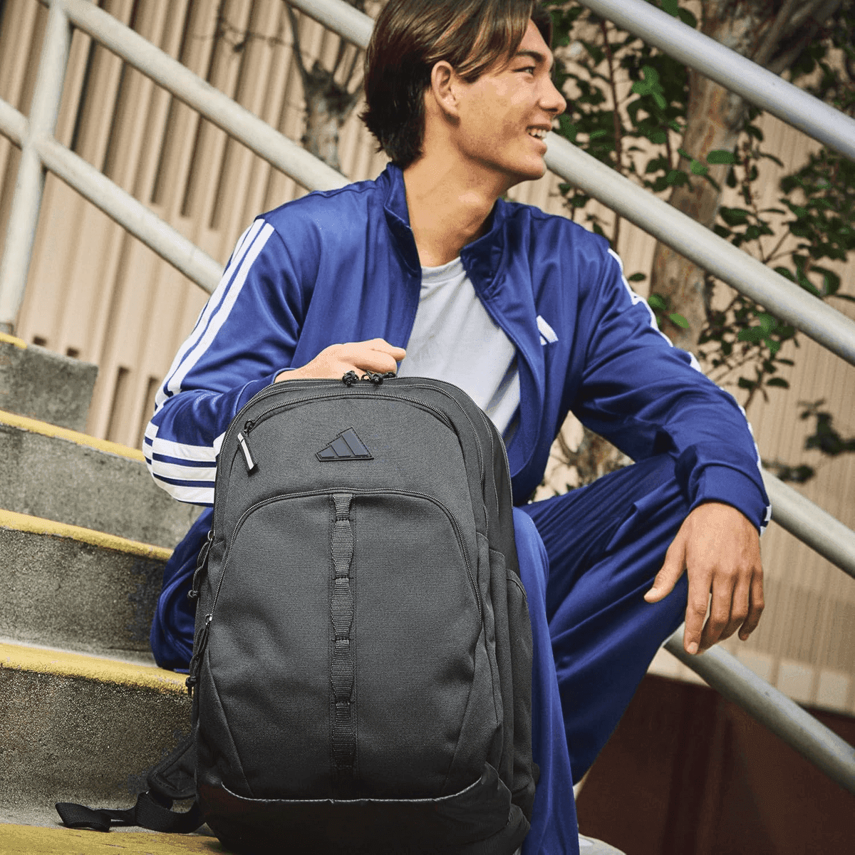 adidas Prime School Backpack 37L with 17-inch Laptop Sleeve - Twill Onix Grey/Black image 2