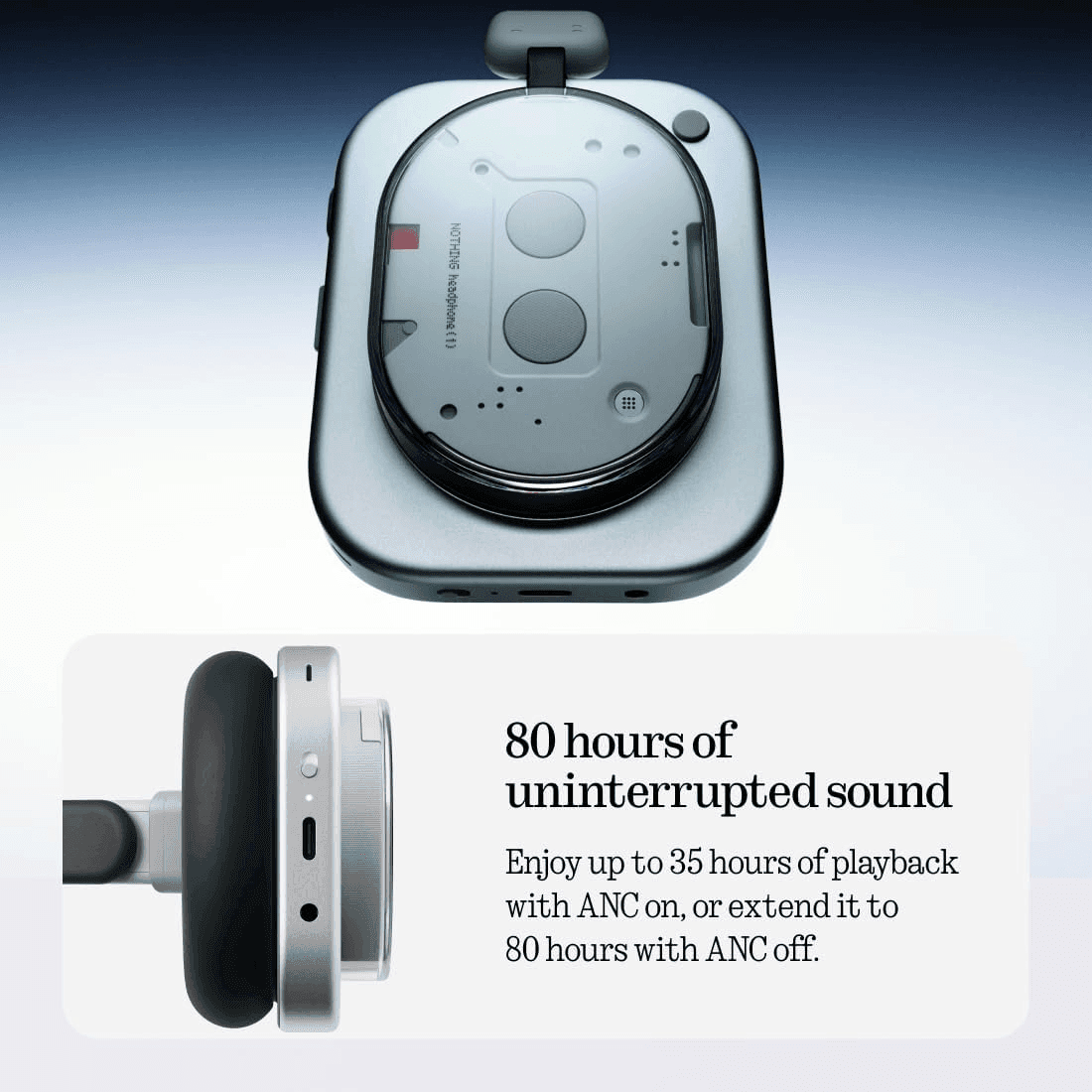 Nothing Headphone (1) Wireless ANC Headphones - White image 4