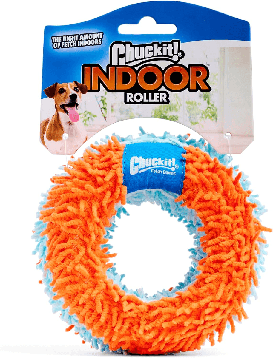 Chuckit! Indoor Fetch Roller Toy for Dogs, Orange and Blue