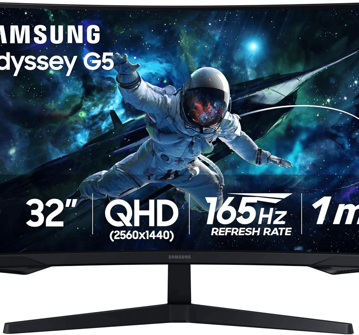 SAMSUNG 32" Odyssey G55C Series QHD 1000R Curved Gaming Monitor, 1ms(MPRT), HDR10, 165Hz, AMD Radeon FreeSync, Eye Care, Glare Free, Sharp Resoluti...
