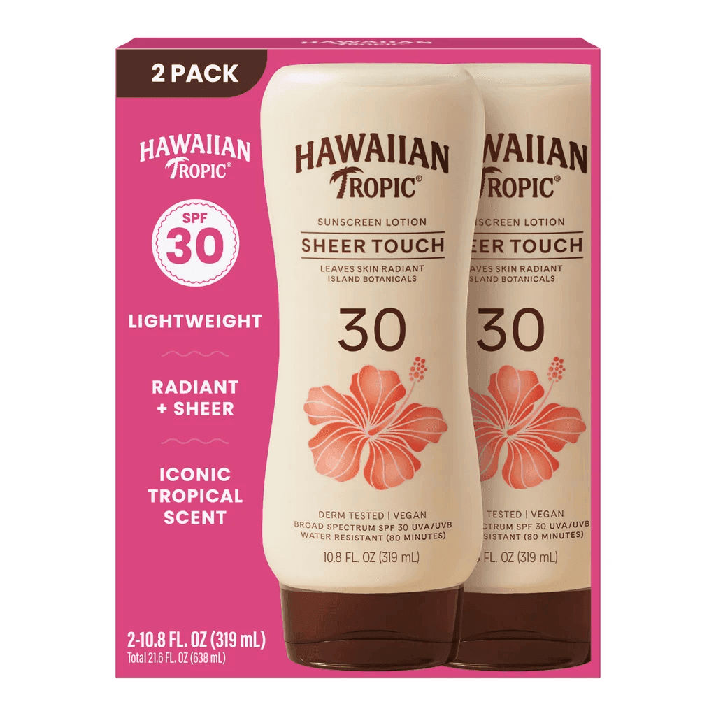 Hawaiian Tropic Sheer Touch SPF 30 Sunscreen Lotion 2-Pack for $14.99 at Costco