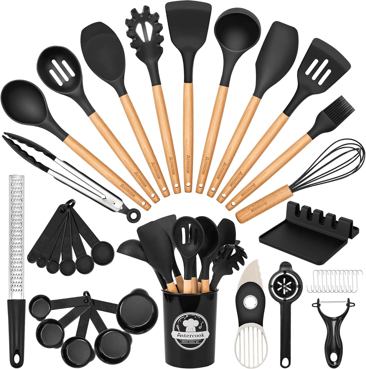 Astercook 39-Piece Silicone Kitchen Utensil Set for $19.97