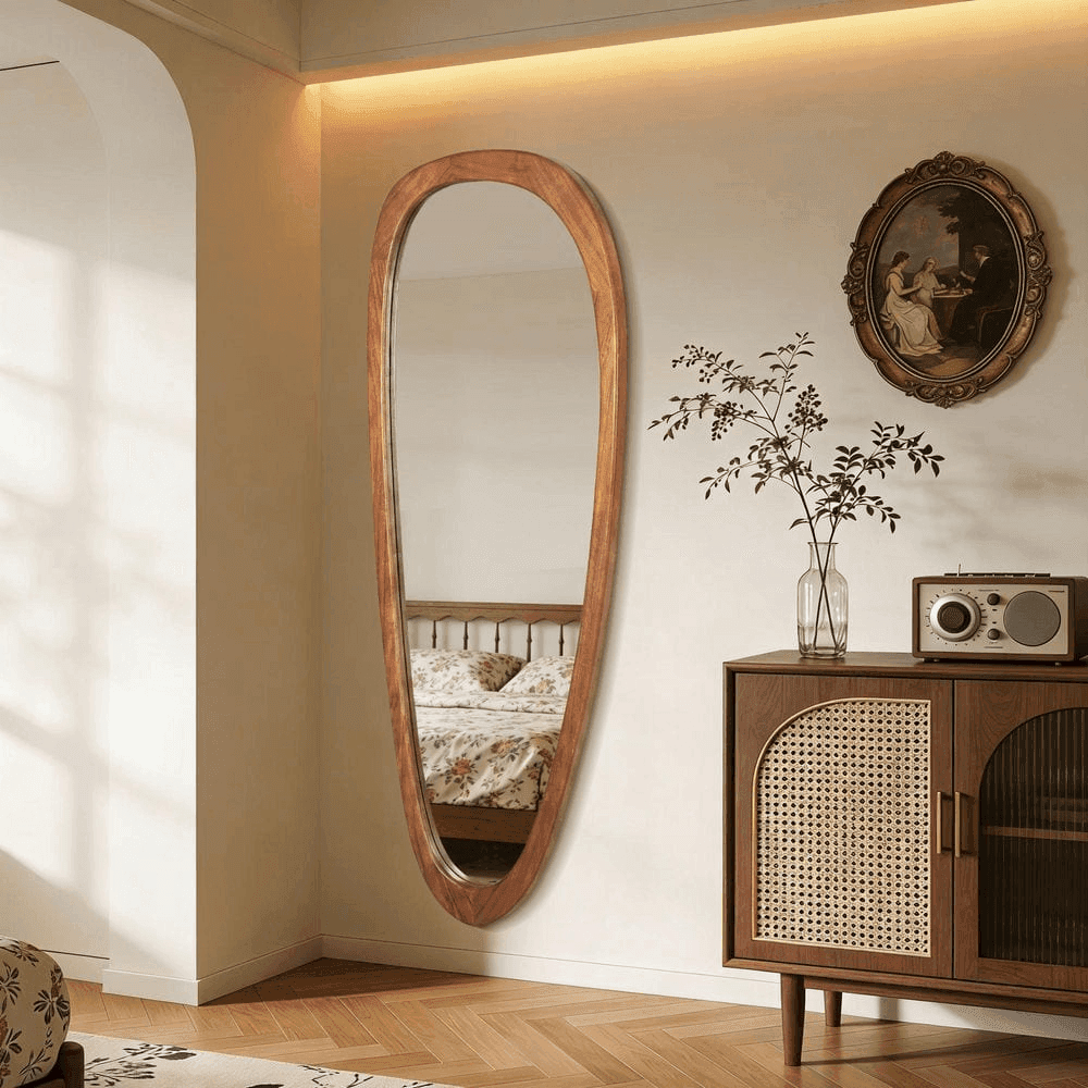 LuxHomez 22 x 60-Inch Irregular Wood-Frame Wall Mirror image 3