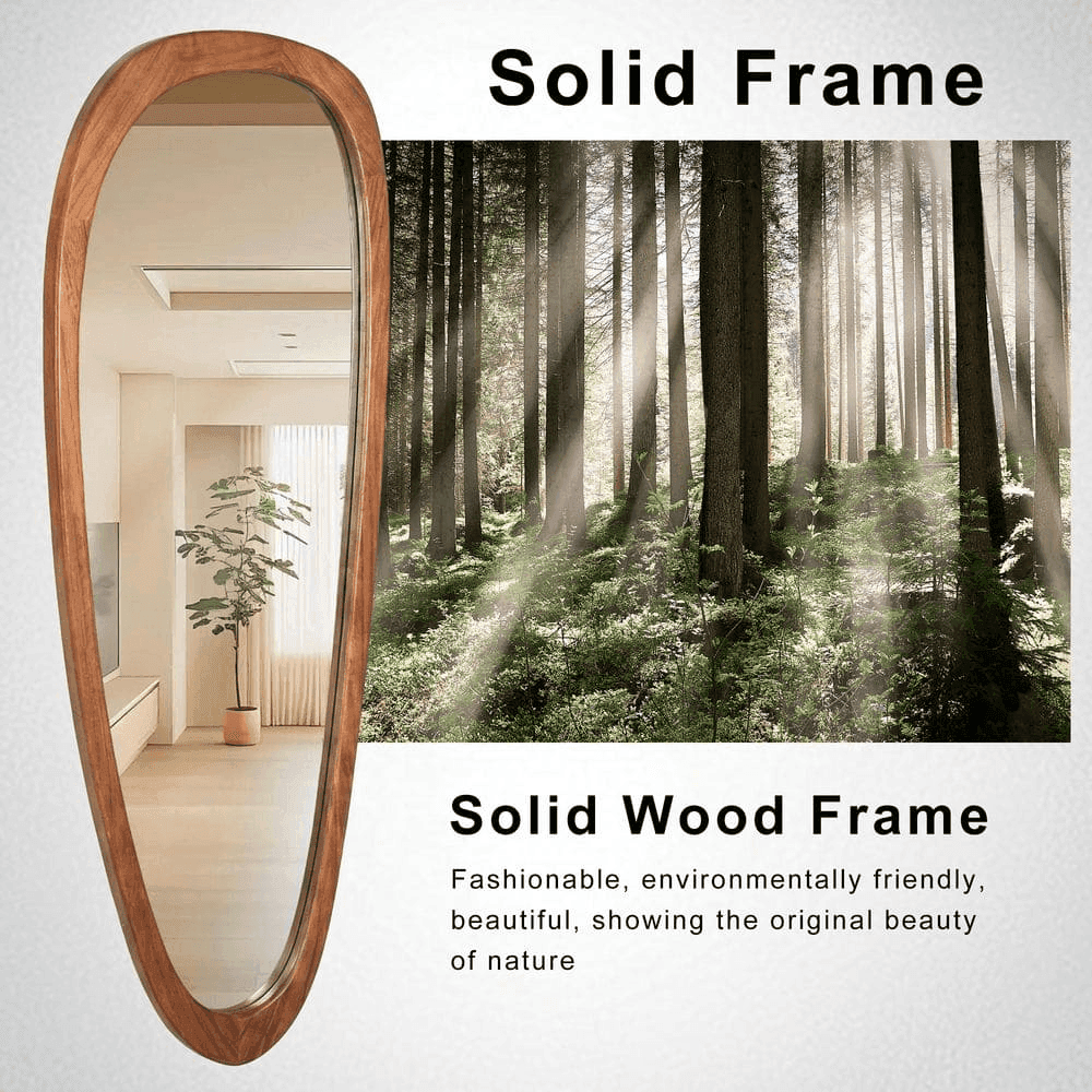 LuxHomez 22 x 60-Inch Irregular Wood-Frame Wall Mirror image 5