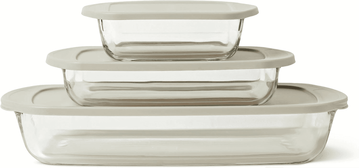 Amazon Basics 6-Piece Glass Baking Dish Set with Lids