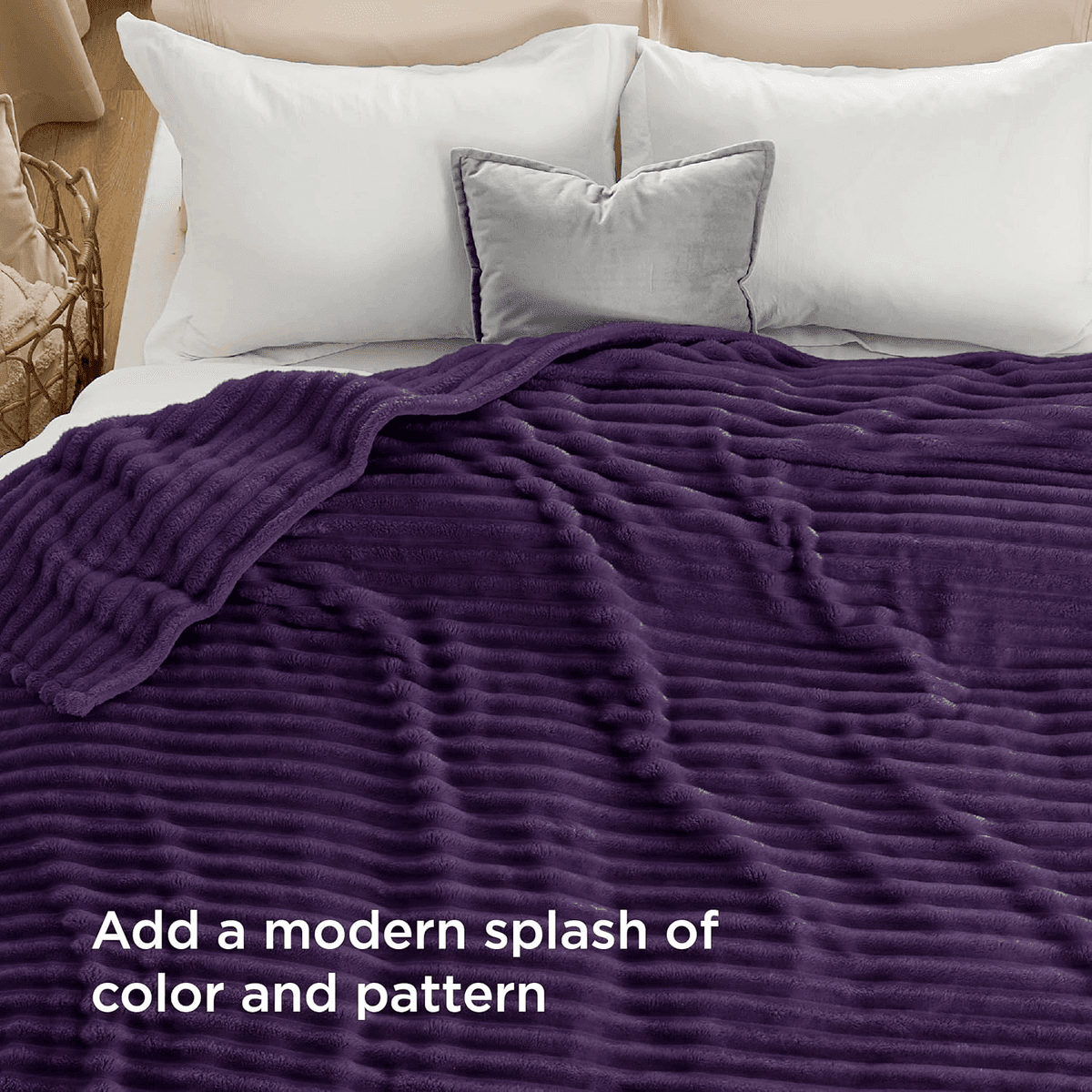 Bedsure King Size Soft Fleece Blanket 108 x 90 - Purple image 3