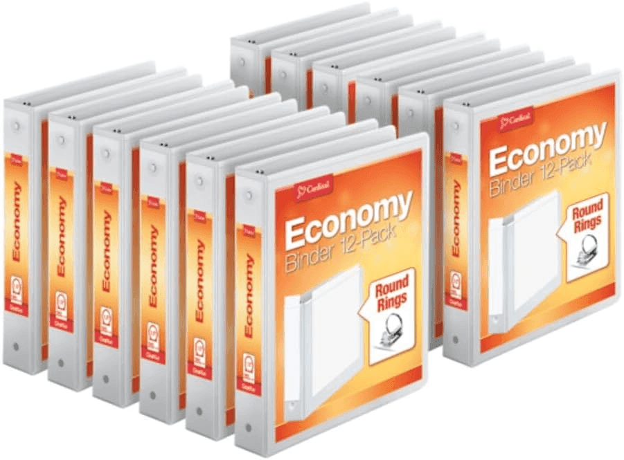 Cardinal Economy 1.5-Inch 3-Ring Binders - White, 12-Pack