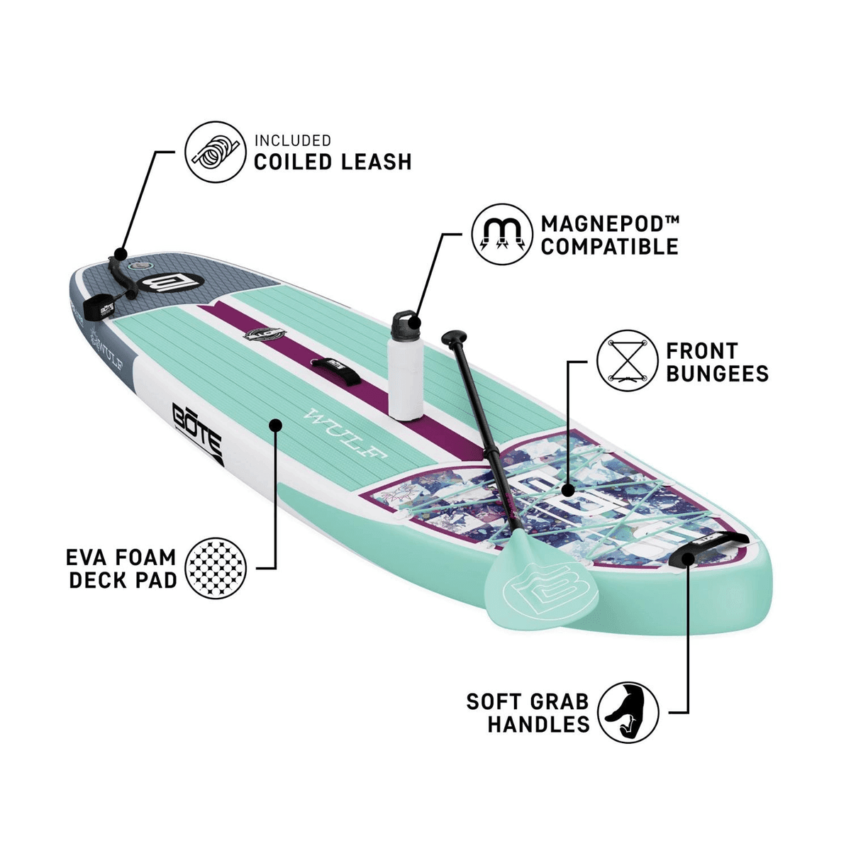 BOTE WULF Aero 10'4" Inflatable Paddle Board with Paddle - Native Glacier image 3