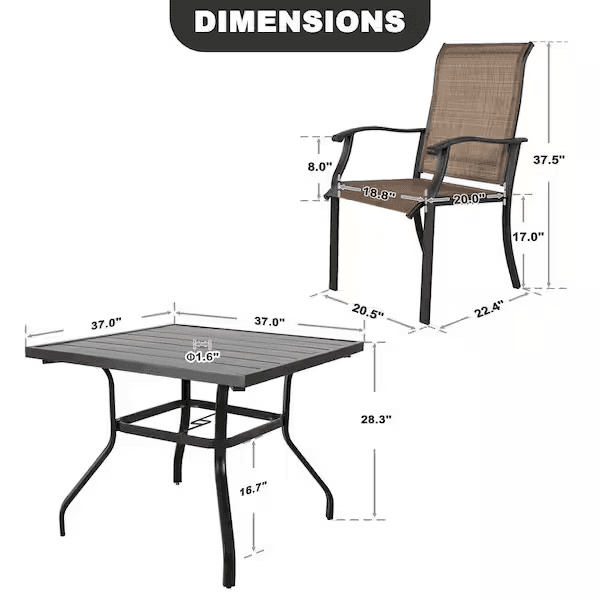Nuu Garden 5-Piece Outdoor Patio Dining Set image 2