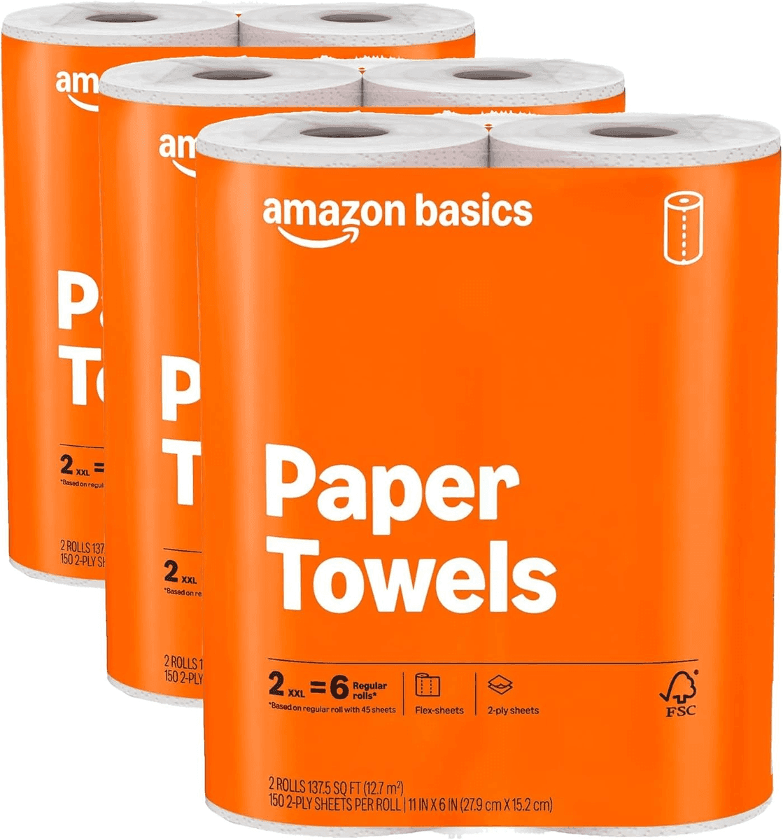 Amazon Basics 2-Ply Flex-Sheets Paper Towels, 6 Rolls