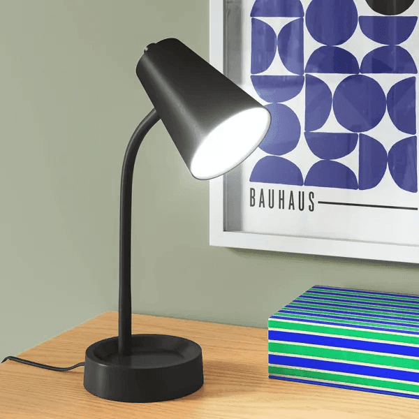 Room Essentials Task Table Lamp with Integrated LED, Black image 2