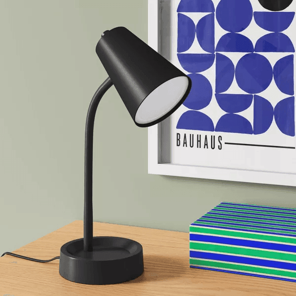 Room Essentials Task Table Lamp with Integrated LED, Black image 3