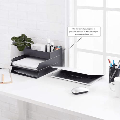 Amazon Basics Rectangular Plastic Desk Organizer, Black image 2