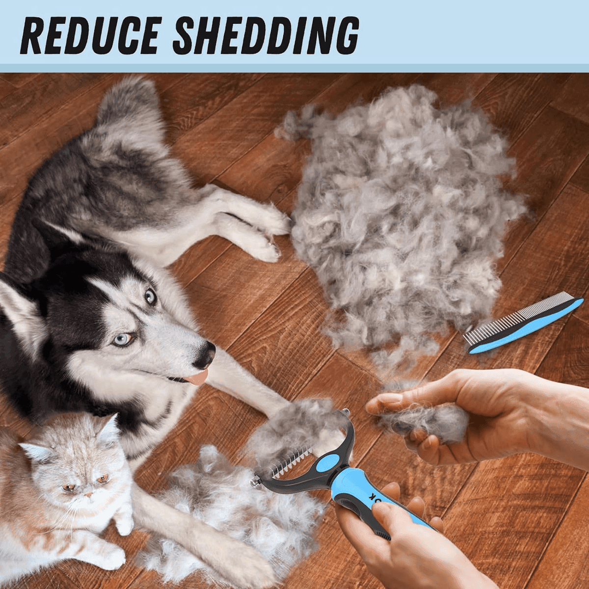 Docrok 2-in-1 Pet Deshedding Brush and Metal Comb Set image 5