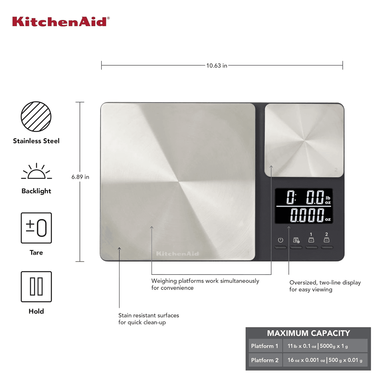 KitchenAid KQ909 Dual-Platform Digital Kitchen Scale image 3