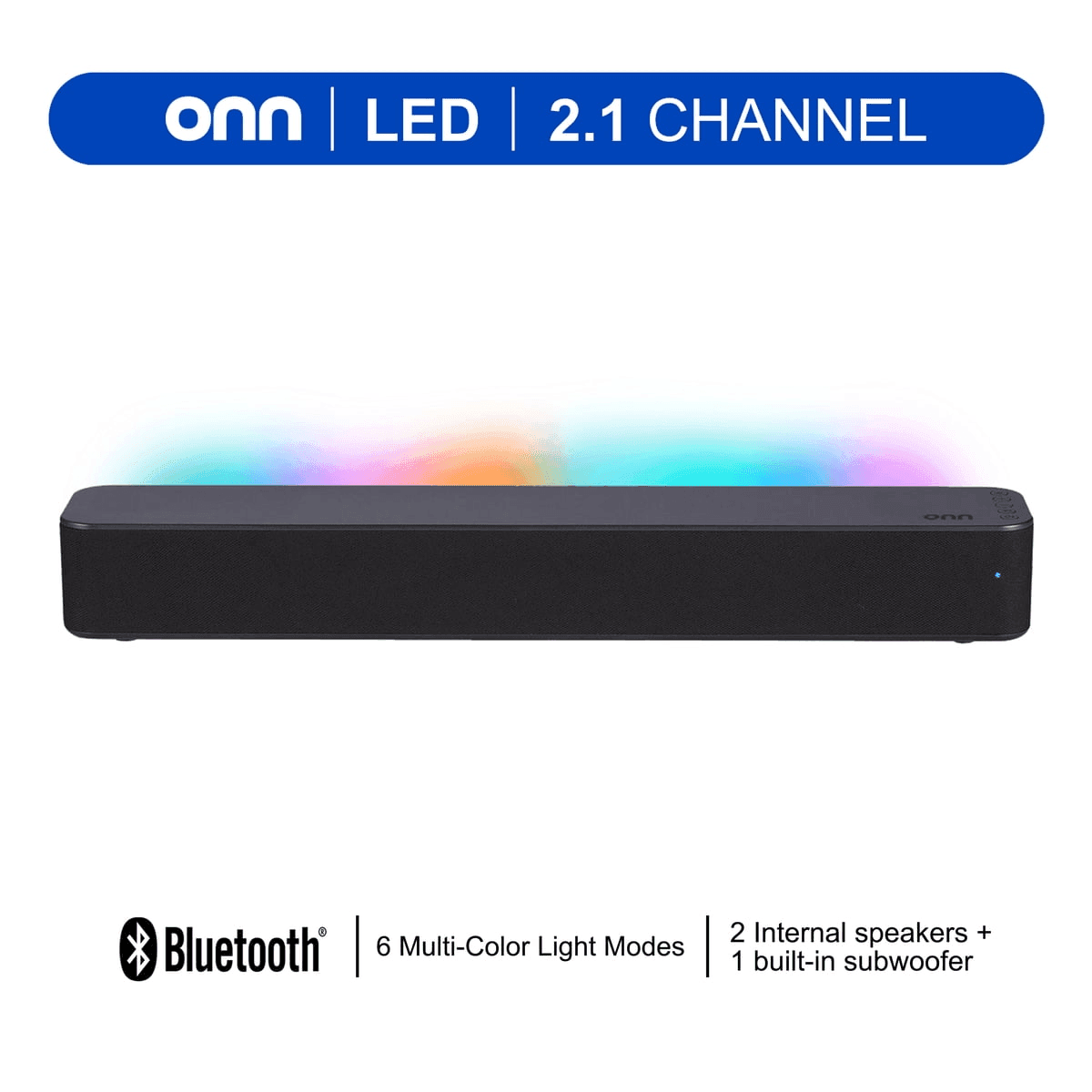 onn 20-Inch Bluetooth 2.1-Channel Soundbar with LED Lighting image 2