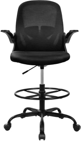 Primy Ergonomic Drafting Chair with Adjustable Footrest - Black image 4