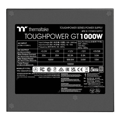 Thermaltake Toughpower GT 1000W Fully Modular Power Supply image 3