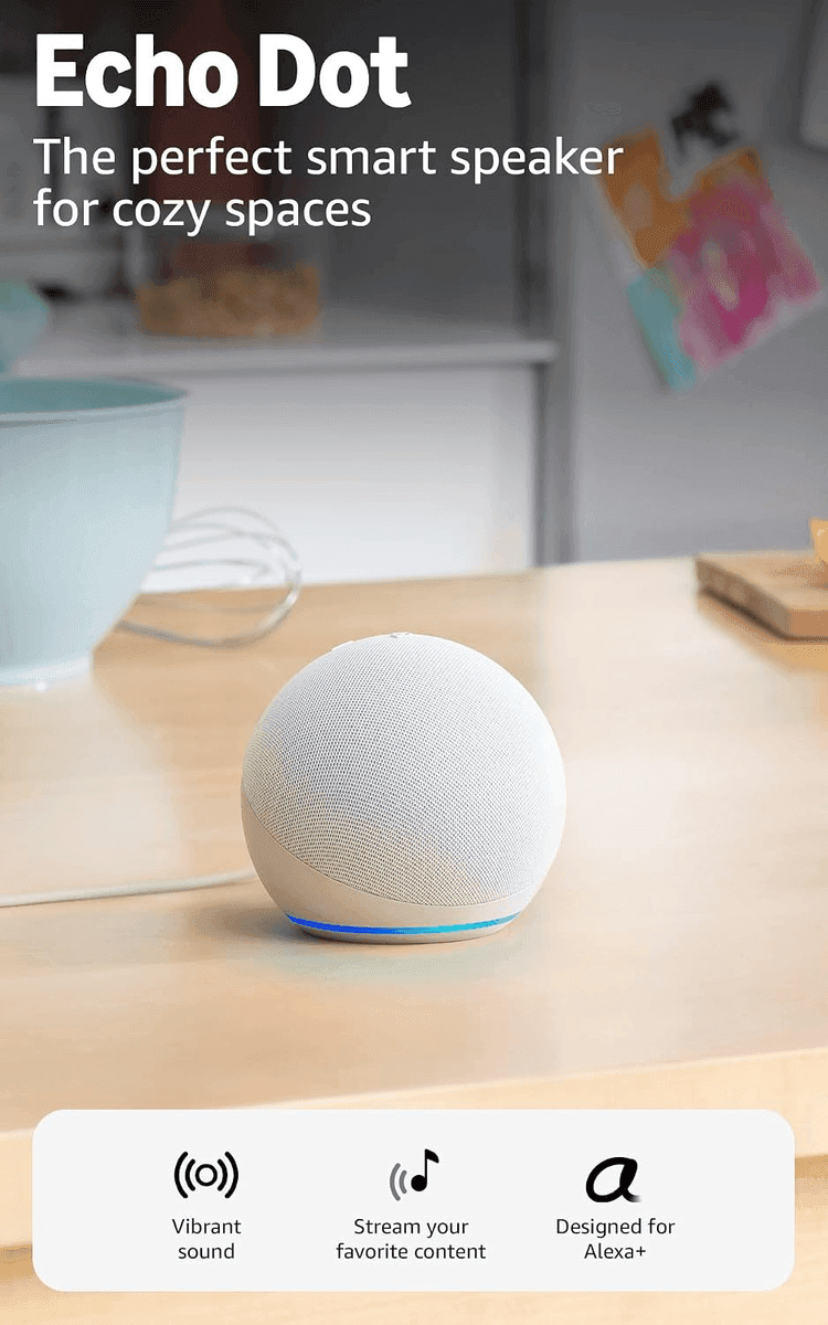 Amazon Echo Dot Smart Speaker in Glacier White